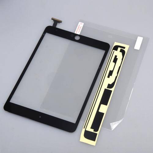Apple iPad Mini Front Touch Screen Glass Digitizer Black with free adhesive and screen protector.